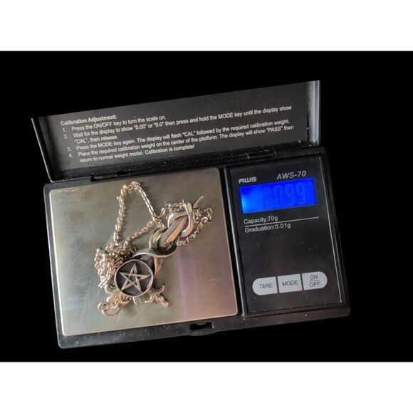 VintagePentagram Sword Cross Sterling Silver Pendant Necklace Cable Chain - Picture 8 of 8